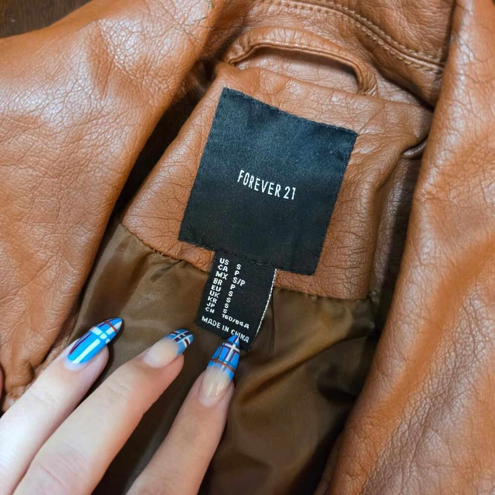 Faux Leather Tan Moto Jacket - Picture 6 of 8